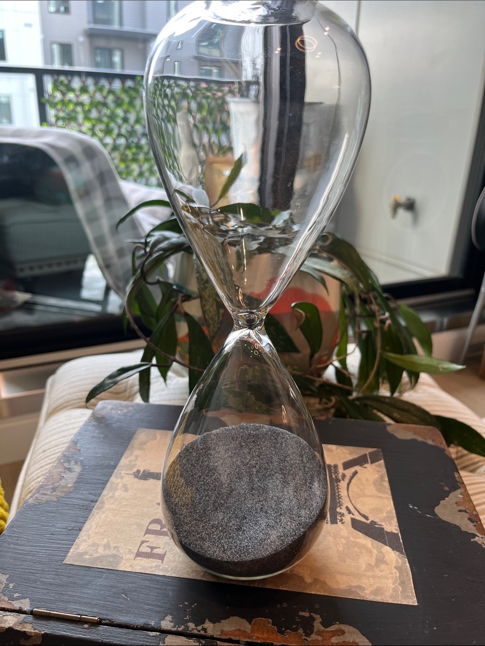 Glass Hourglass with Black Sand - Home Accents